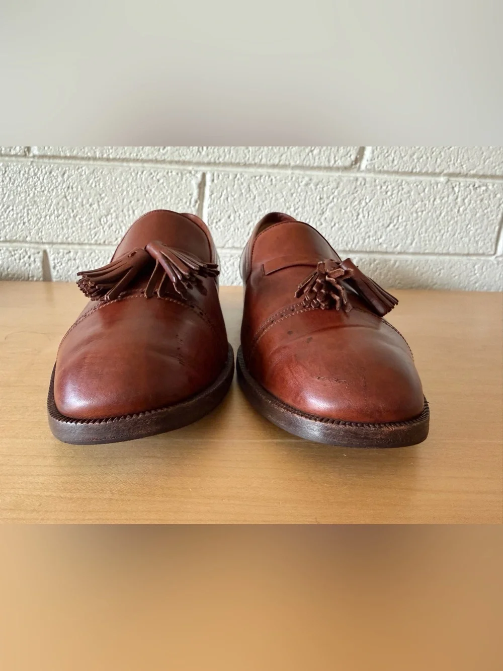 VTG Cole Haan Brown Leather Tassel Loafer Shoes 10 US Made in Italy